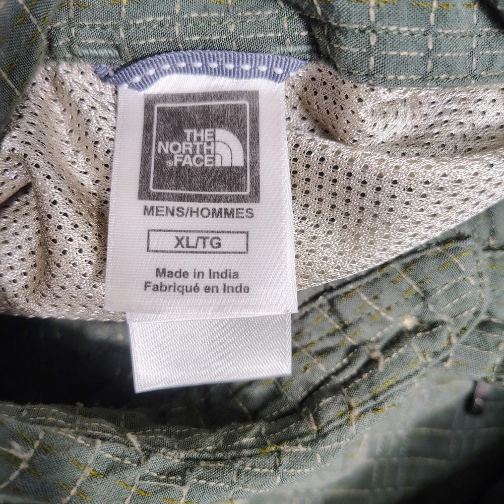 The North Face Button Down Mens XL Green Utility Grid Modal Polyester Shirt